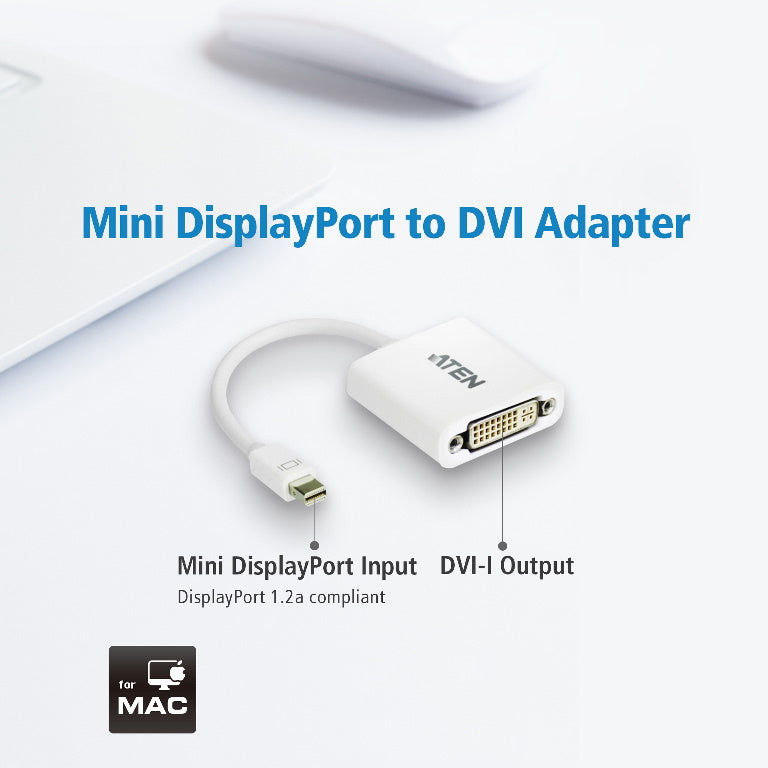 Aten Mini DisplayPort to DVI Adapter, Supports VGA, SVGA, XGA, SXGA, UXGA and resolutions up to 1920x1200(PC) / 1080p(HDTV) Aten Mini DisplayPort to DVI Adapter, Supports VGA, SVGA, XGA, SXGA, UXGA and resolutions up to 1920x1200(PC) / 1080p(HDTV)